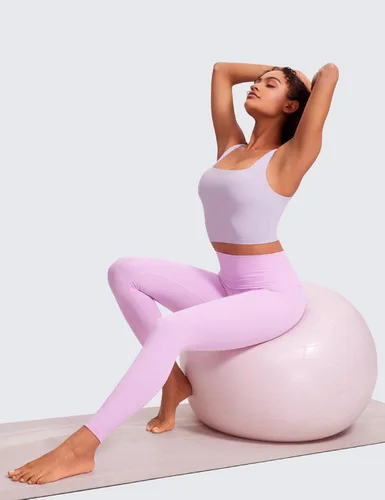 Miniatura 98 de CRZ YOGA Butterluxe Brasier deportivo de cuello cuadrado para mujer, estilo camiseta corta sin mangas, acolchado con soporte integrado para yoga