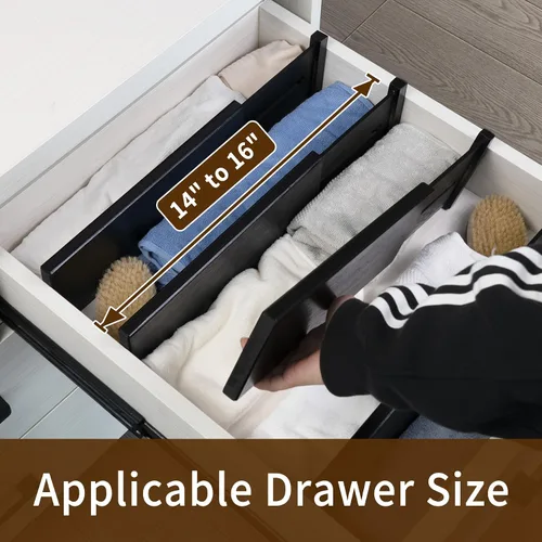 Miniatura 2 de Utoplike - Separadores de cajones para cómoda de bambú, organizadores de cajones ajustables de 4 pulgadas de alto para ropa, de resorte, ideales