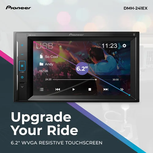 Miniatura 2 de Pioneer DMH-241EX 6.2" Pantalla táctil resistiva, Doble Din – Bluetooth, Cámara de respaldo, Radio AM/FM, USB, Reproducción FLAC, Chasis corto, EQ