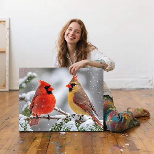 Miniatura 6 de ACANDYL Kit de pintura por números de Navidad para adultos, principiantes, pintura por números para adultos, lienzo cardenal, pintura de Navidad por