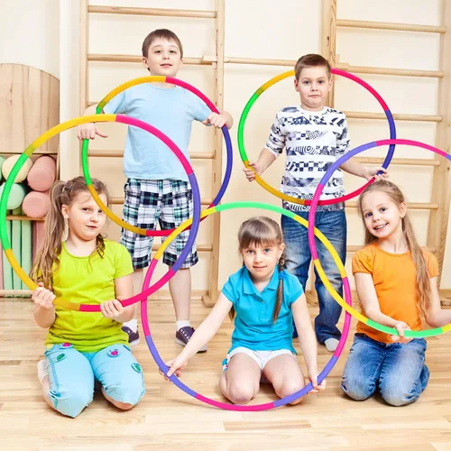 Miniatura 6 de Chivao Paquete de 8 aros desmontables de color, anillo de ejercicio de cintura de plástico, tamaño ajustable, de plástico, suministros de fiesta