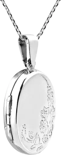 Miniatura 2 de AeraVida Collar con medallón de plata de ley con grabado floral para jardín, Metal, no conocido
