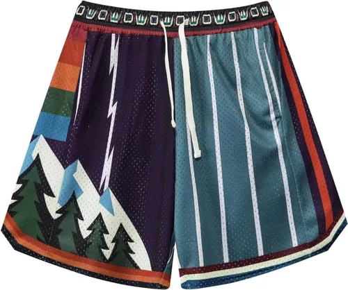 BOOMLEMON Pantalones cortos de baloncesto para hombre, pantalones cortos deportivos de entrenamiento de hip hop, pantalones cortos de malla con