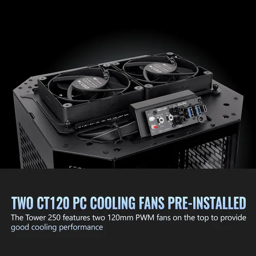 Miniatura 4 de Thermaltake Torre 250 Negra Mini-ITX Mini Torre; Incluye 2 ventiladores CT de 120mm; Soporte para radiador de 360mm; Espacio para GPU de 360mm; Negro