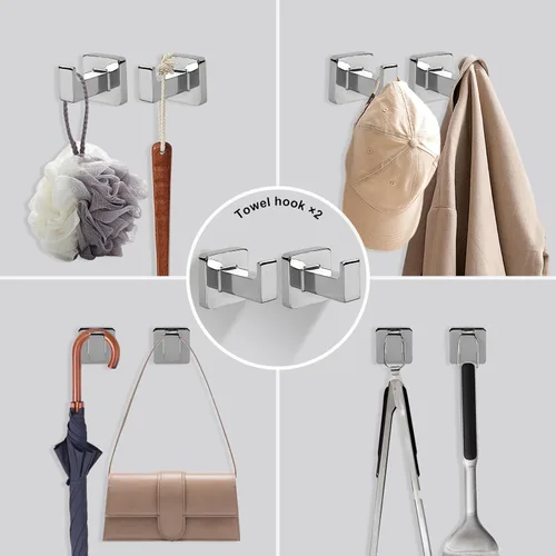 Miniatura 5 de Juego de 5 piezas de accesorios de baño de cromo pulido, juego de barra de toalla de mano de acero inoxidable de 60 cm, soporte de papel higiénico