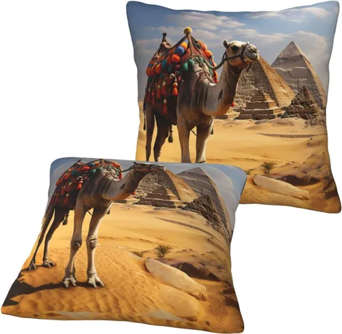 Miniatura 8 de 2PCS Throw Pillow Covers 12"x12" Square Pillowcases Covers Pyramid Camel Soft Pillowcases Modern Farmhouse Home Decor Sofa Cushions Covers for Couch