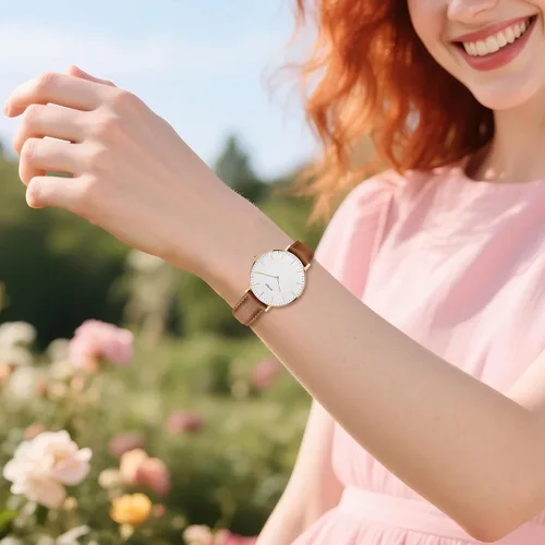 Miniatura 6 de BUREI Reloj de malla de acero inoxidable dorado para mujer, analógico, de cuarzo, impermeable, delicado reloj de pulsera para mujer, regalos