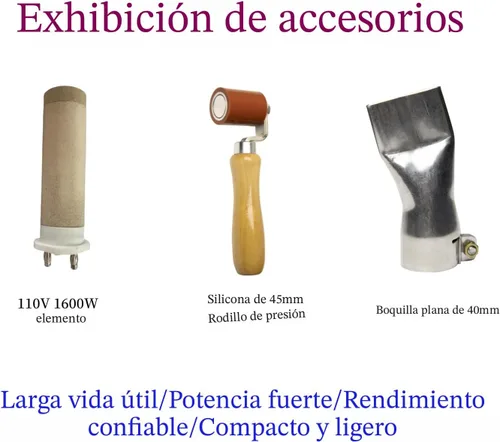 Miniatura 5 de Pistola de aire caliente 110V Antorcha de soldadura 1600W Pistola de calor Soldador de plástico Kits de soldador de techos