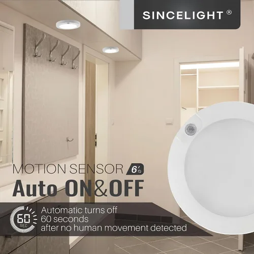 Miniatura 5 de SINCELIGHT PIR - Lámpara de techo LED con sensor de movimiento de 7 W (Φ6 pulgadas/5.748 in), encendido/apagado automático, activación por Blanco