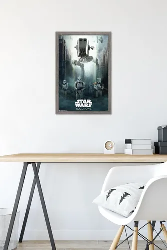 Miniatura 6 de Trends International Star Wars: Rogue One - Póster de pared de asedio, 14.725 x 22.375 pulgadas, versión enmarcada de madera de granero