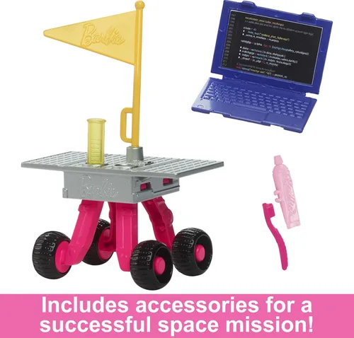 Miniatura 4 de Muñeca Barbie del 65º Aniversario y 10 Accesorios, Set de Astronauta con Muñeca Morena, Rover Rodante, Casco Espacial con Escudo Abatible y Más