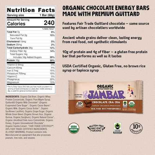 Miniatura 2 de JAMBAR Organic Artisan Energy Bar (Chocolate Cha Cha - 12 unidades)
