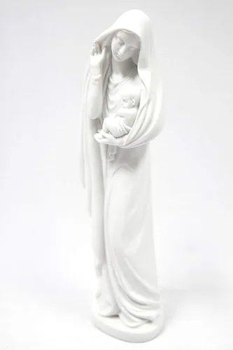 Miniatura 3 de Estatua blanca de la Virgen María con el bebé Jesús niño de 18 pulgadas, estatua blanca hecha en Italia