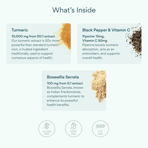 Miniatura 4 de Bettervits Suplemento de curcumina de cúrcuma con pimienta negra y boswellia serrata Suplemento orgánico de cúrcuma de 1000 mg para una mayor