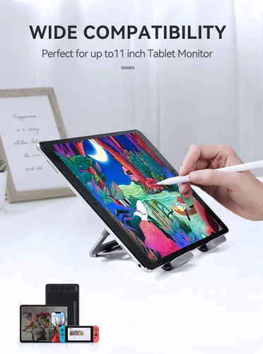 Miniatura 2 de Parblo Soporte para tablet PR114, soporta hasta 11 pulgadas, 6 ángulos ajustables, plegable y fácil de transportar