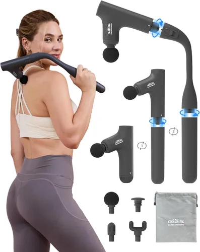3-en-1 Pistola de masaje desmontable de tejido profundo, masajeador de espalda ergonómico con mango extensible para alivio del dolor, masajeador de