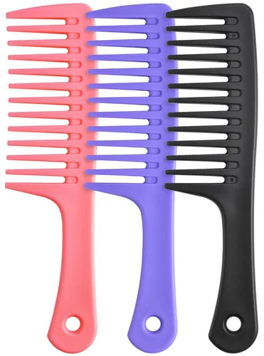 Miniatura 9 de Peine de dientes anchos, peine grande desenredante para mujeres y hombres, cepillo de peinado duradero para cabello rizado, largo y húmedo - Cuidado