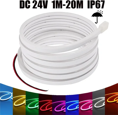 Miniatura 2 de Tira de neón DC 24V 1.6-65.6 ft IP67 impermeable, multicolor, retroiluminación de TV, tubo de silicona flexible para el hogar, luz LED