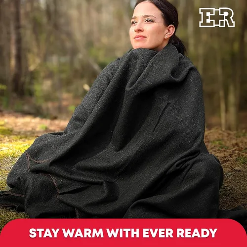 Miniatura 5 de Ever Ready First Aid - Manta de lana militar de 80% lana, cálida, lavable, perfecta para exteriores, camping, picnics, viajes, manta de emergencia