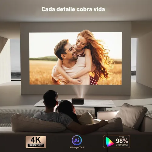 Miniatura 4 de Proyector para exteriores 4K con WiFi y Bluetooth: [3000 brillo/50W DoIby/aplicaciones integradas] Proyector portátil Smart OS 2.0 y enfoque negro