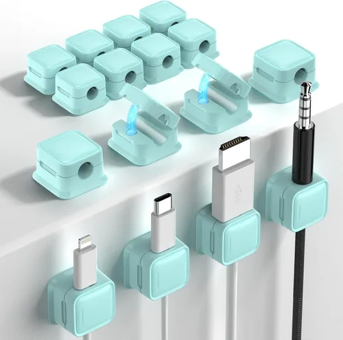 Miniatura 17 de Paquete de 8 Organizadores de Cables con Soporte, Costop Fuerte Adhesivo Magnético para Gestión de Cables de Escritorio, Fácil de Abrir, Organiza
