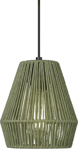 Miniatura 14 de Lámparas Colgantes Tejidas, ELYONA Lámpara Colgante Costera de Granja de 7 pulgadas con Pantalla de Cesta de Ratán Tejida a Mano en Negro Mate