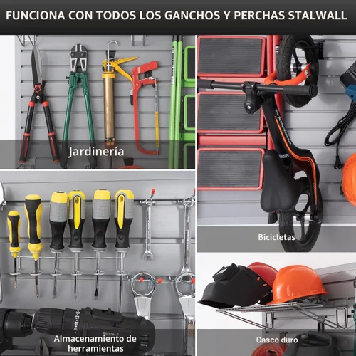 Miniatura 6 de Organizador de pared de listones, paneles de pared de garaje, paneles de pared de listones grises de 4 x 8 pies, sistemas de almacenamiento de pared