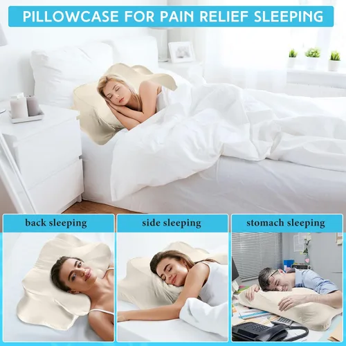 Miniatura 6 de Hahafelt Funda de almohada refrescante para el cuello cervical (solo funda de almohada) Funda de almohada ergonómica con cremallera, funda
