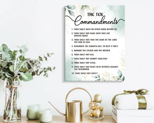 Miniatura 3 de Kas Home Diez mandamientos, decoración de pared, versículo bíblico, arte de pared, citas motivacionales positivas, arte de arte enmarcado, regalo
