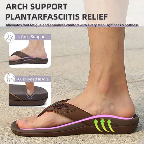 Miniatura 9 de MEGNYA Sandalias ortopédicas para hombre para fascitis plantar, sandalias atléticas con soporte para el arco, cómodas pantuflas para caminar