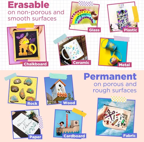Miniatura 7 de Marcadores de tiza de punta extra fina - (punta de 1 mm, paquete de 40) neón, pastel y metálico Rotuladores de tiza líquida borrables