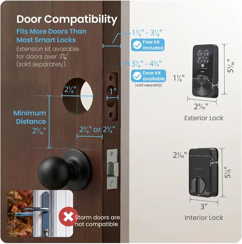 Miniatura 9 de Lockly PIN Genie Pro Zeno Series Smart Lock, cerradura de puerta de entrada sin llave con llave Apple Home, cerradura de cerrojo de teclado Wi-Fi