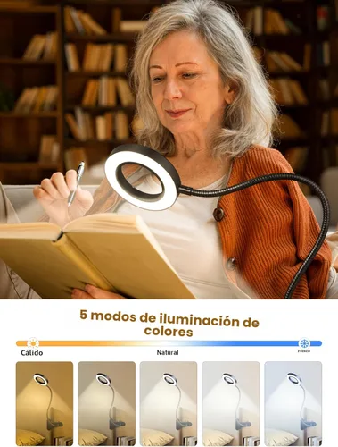 Miniatura 3 de Lupa de Aumento 10X con Luz, 5 Colores + 10 Niveles de Brillo Lámpara de Lectura, Lupa de 58 LEDs con Luz, Lupa Iluminada de 750 Lúmenes
