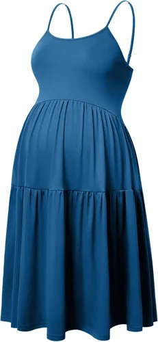 Miniatura 71 de GINKANA Vestido de maternidad sin mangas para mujer, con tirantes ajustables, vestido casual de verano para uso diario o baby shower