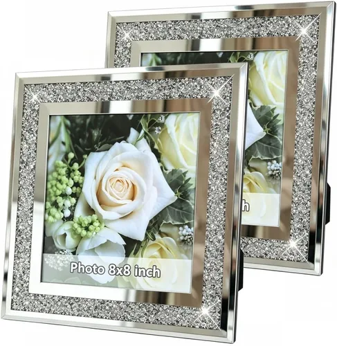 Miniatura 13 de ALLARTONLY Gran Marco de Fotos con Espejo 16x20 Pulgadas con Mate a 11x14 Pulgadas, Diamante Triturado Bling Purpurina para Decoración del Hogar, 2