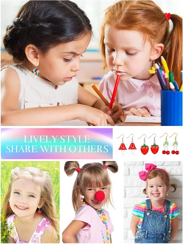 Miniatura 5 de 20 pares de aretes divertidos, adorables y raros para mujeres y niñas, con inclusión de osito de goma, té con leche, pez dorado, caricatura pintada