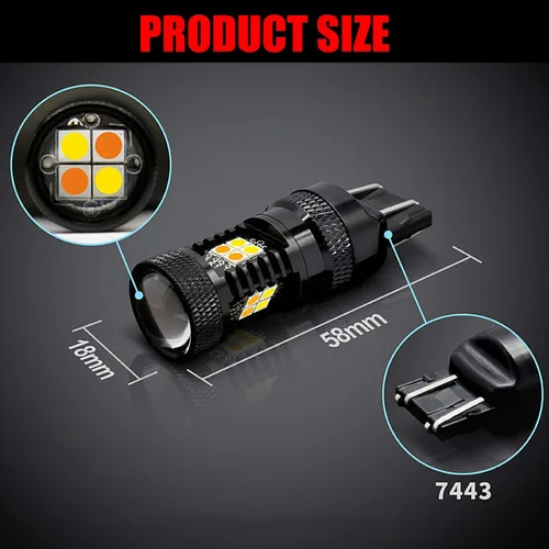 Miniatura 3 de Conjunto de chips extremadamente brillantes 3030 blanco/amarillo 3157 3155 3457 4157 bombillas LED con proyector para luces de giro delanteras/DRL