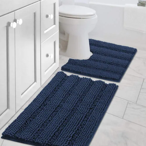 Miniatura 165 de H.VERSAILTEX - Alfombras de baño, juego de 2 piezas, alfombra de contorno para baño, juego de alfombras para inodoro, alfombra antideslizante