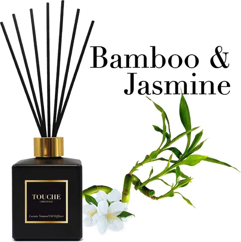 Miniatura 2 de TOUCHE Difusor de caña natural de lujo. Fragancia perfumada para el hogar de larga duración. Aceite esencial natural sin alcohol. Botella de vidrio