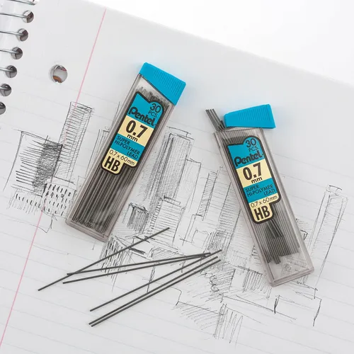 Miniatura 4 de Minas de recambio Pentel Super Hi Polymer, 2 pulgadas, 90 piezas (C25BPHB3-K6), Gris