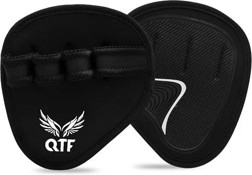 Miniatura 8 de QTF Puños de elevación para levantamiento de pesas, guantes de goma para gimnasio, protector de palma de gimnasio, almohadillas de agarre