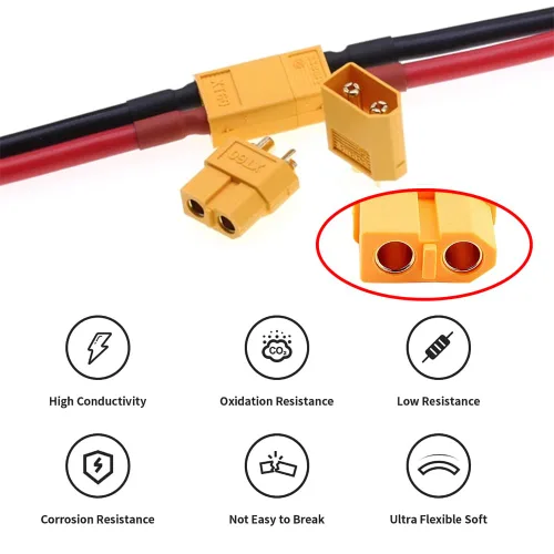 Miniatura 7 de xiwai Cable de extensión XT60 12AWG hembra a conector hembra para estación de energía de batería RC con panel solar (1.6 pies)