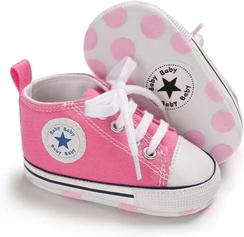 Miniatura 4 de KIDSUN - Zapatos deportivos unisex de caña alta para bebés, mezclilla de lona, suela antideslizante, suaves, para los primeros pasos
