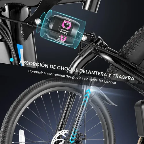 Miniatura 7 de Vivi Electric Bike for Adults, 750W Rated Folding Electric Mountain Bike 26'' Commuter Ebike 20MPH Foldable Ebike Adult Electric Bicycles with