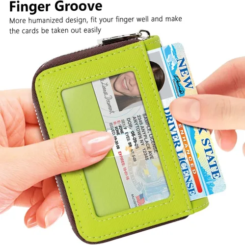 Miniatura 2 de FurArt Cartera con Cremallera para Mujeres, Cartera con Bloqueo RFID para Tarjetas de Crédito, Portador de Tarjetas de Presentación, Cartera Llavero