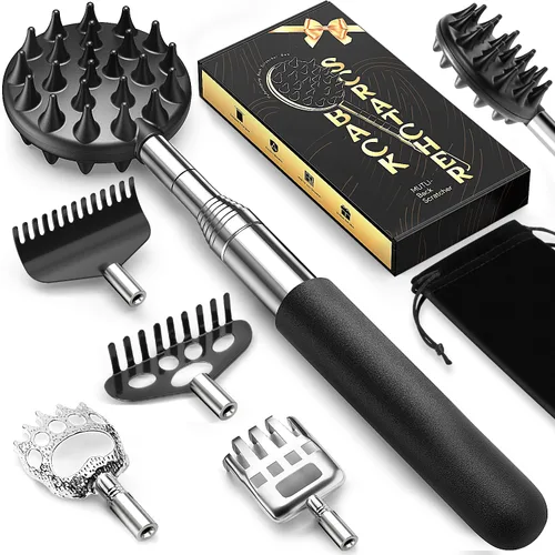 Miniatura 14 de TUKUOS Rascador telescópico de espalda con 5 cabezas desmontables, regalos para el día de San Valentín para él y hombres, puntas de rascado más