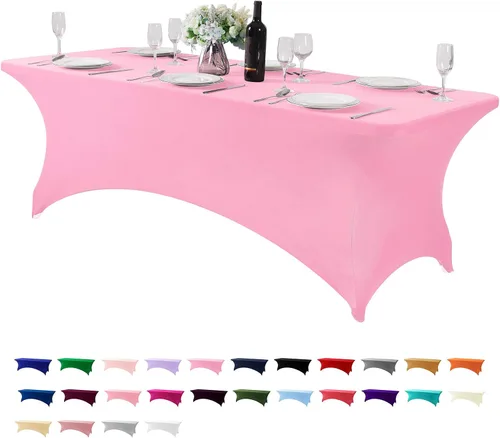 Miniatura 47 de Mantel de elastano para mesas de 4, 6 u 8 pies, mantel elástico universal ajustable para fiestas, banquetes, bodas y eventos - Verde manzana
