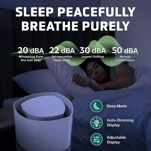 Miniatura 3 de GermGuardian AirSafe+ Purificador de aire XL para el hogar, filtro HEPA verdadero de 360°, luz UV-C, monitor de calidad del aire, para habitaciones