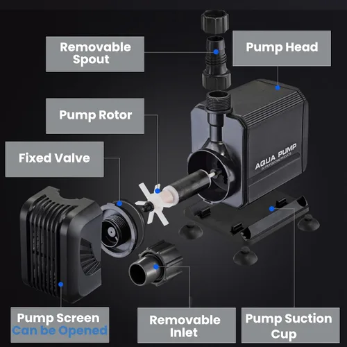 Miniatura 3 de Bomba de agua sumergible de 900 GPH de 45 W y tubo de 10 pies para caja de cascada de vertedero POND BOSS de 8 pulgadas de ancho
