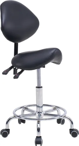 Runboll Taburete ergonómico con respaldo y reposapiés, silla giratoria hidráulica rodante para uso dental, salón, tatuaje y spa, color negro